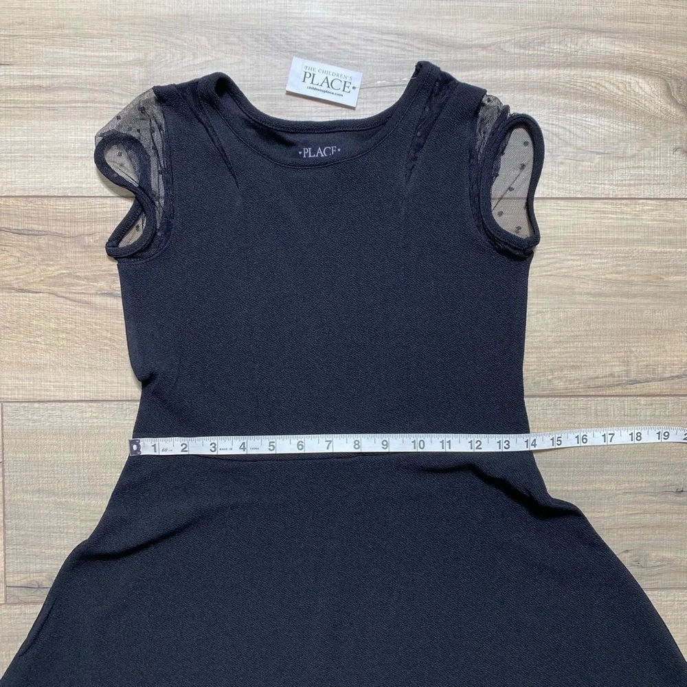 The Children’s‎ Place Jacquard Mesh Sleeve Skater Dress Size L 10/12 Black